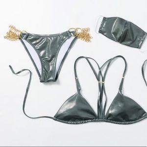 Leather like chain bikini New